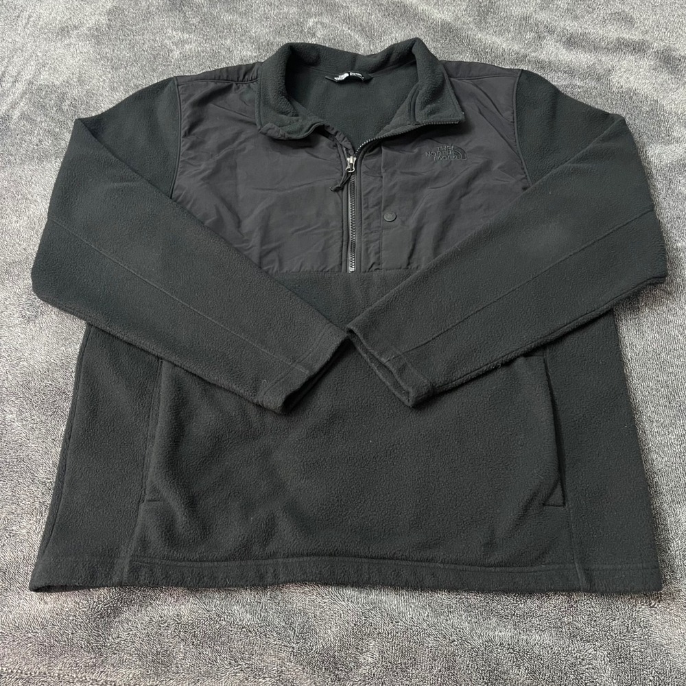 The North Face Mens Black Quarter Zip Fleece‎ Pullover DWR Overlay XL Outdoor